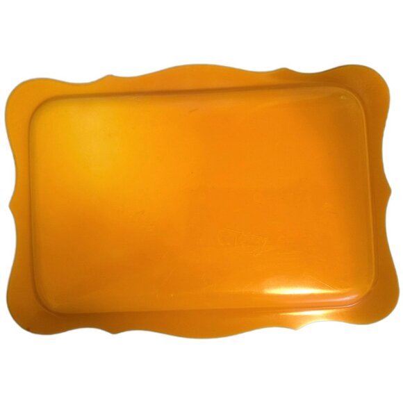 Vintage Decorative Tray Marbled Beige Black Scalloped Edge Vanity Girly Decor - Picture 3 of 7